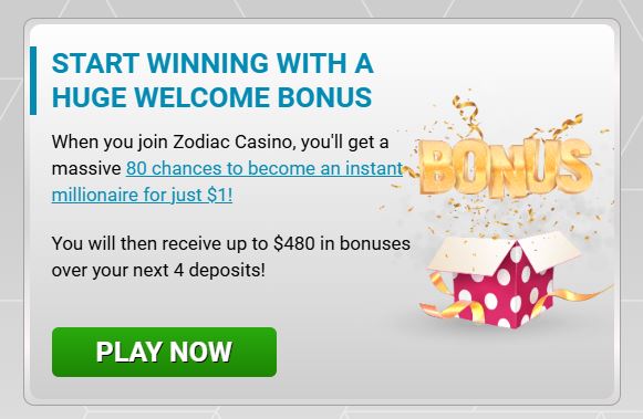 Claim a massive welcome bonus of 80 chances to become an instant millionaire for just 1 dollar